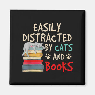 Aimant Easily Distracted by Cats and Books | Chat