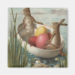 Aimant EasterBunnies dans un bateau avec les oeufs