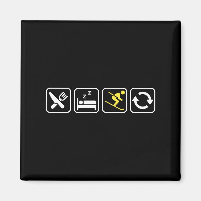 Aimant Eat Sleep Ski Repeat _ Skiing Lovers _ Skiers _ Wi (Devant)