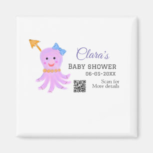 Aimant Eau bleu violet octopus baby shower mer ani