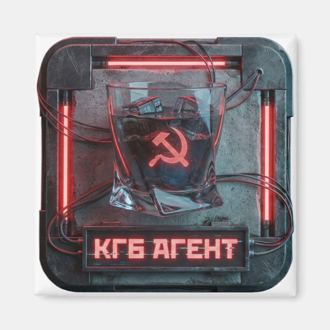 Aimant Eau-de-vie Shot Red Agent Cyberpunk (Devant)