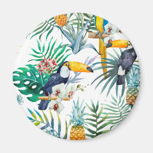 Aimant Eau tropicale estivale Ananas Parrot Oiseau