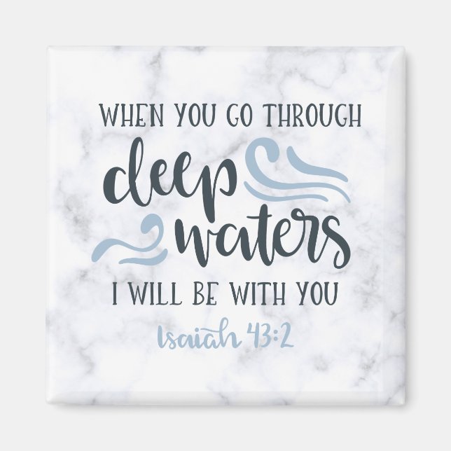 Aimant Eaux profondes | Encouragement Bible Verse Cadeau (Devant)