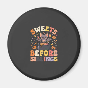Aimant Échange de bonbons d'Halloween entre frères et sœu