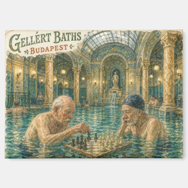 Aimant Échecs dans les bains Gellert Budapest Hongrie (Recto)