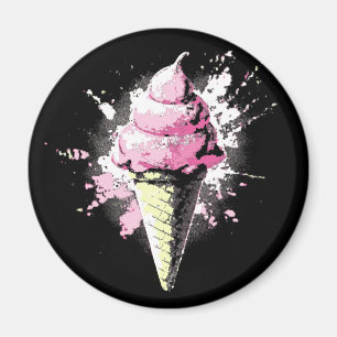 Aimant Éclaboussure de glace abstraite rose en détresse