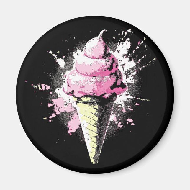 Aimant Éclaboussure de glace abstraite rose en détresse (Devant)