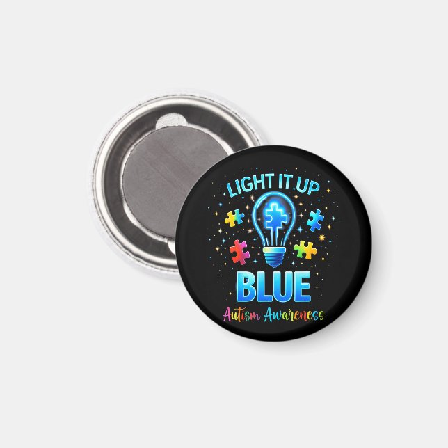 Aimant Éclairer en bleu pour la sensibilisation à l'autis (Recto/Verso)