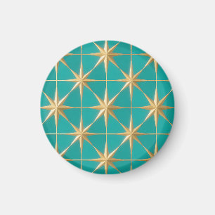 Aimant Éclat Géométrique Doré Turquoise Milieu de Siècle