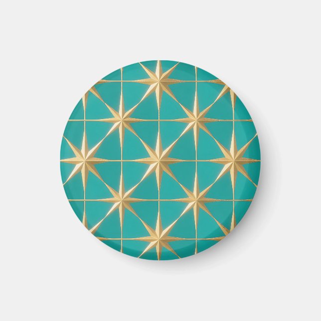 Aimant Éclat Géométrique Doré Turquoise Milieu de Siècle (Devant)