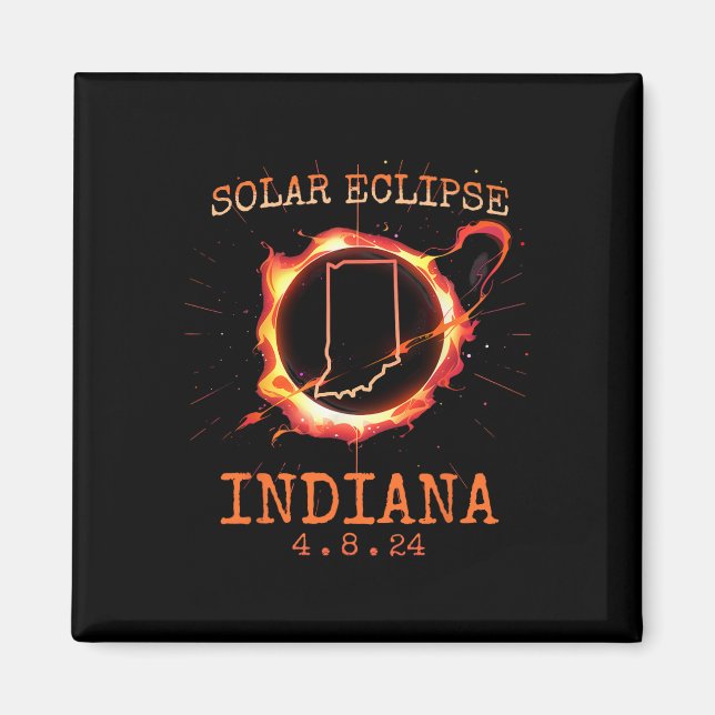 Aimant Eclipse 2024 Indiana State Totality Usa Path Souve (Devant)