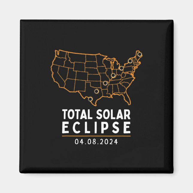 Aimant Eclipse 2024 Party America Totalité Total Usa Cart (Devant)