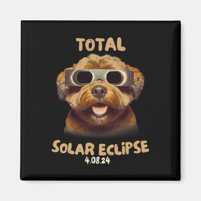 Aimant Eclipse Chien Portant Des Éclipses Solaires (Devant)
