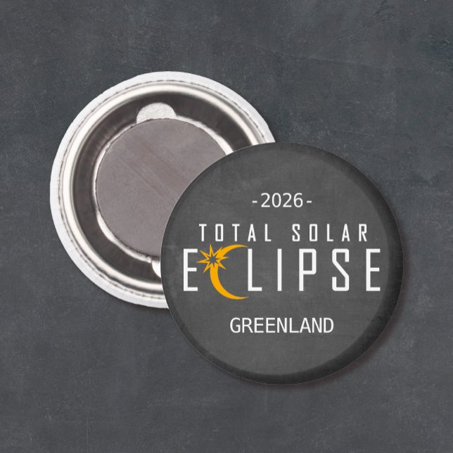 Aimant Éclipse Groenland 2026 (Solar eclipse magnet keepsake)