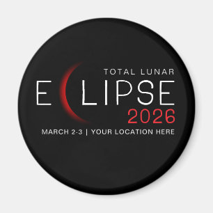 Aimant Éclipse Lunaire 2026 Lieu Personnalisé Commémorati