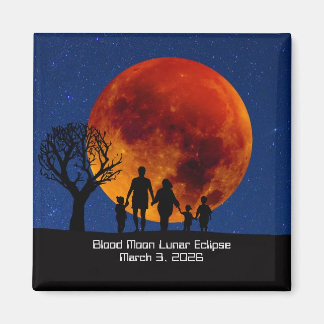 Aimant Éclipse lunaire de la Lune de sang 2026 (Devant)
