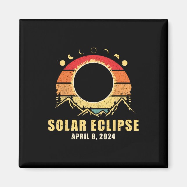 Aimant Éclipse solaire 2024 Éclipse solaire totale 8 avri (Devant)