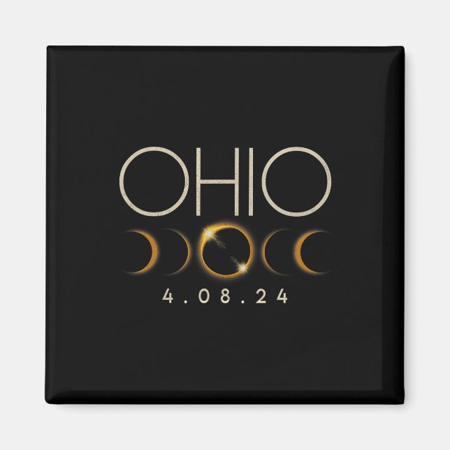 Aimant Éclipse solaire 2024 État Ohio Total Éclipse solai (Devant)