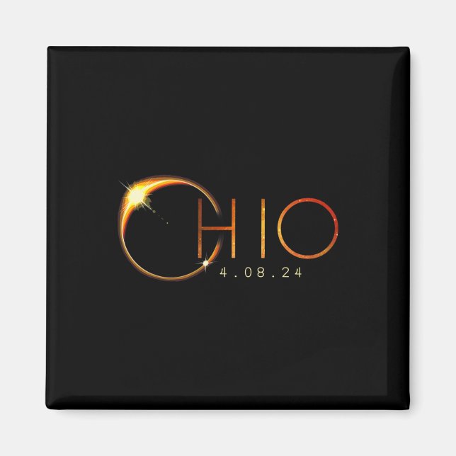 Aimant Éclipse solaire 2024 État Ohio Total Éclipse solai (Devant)