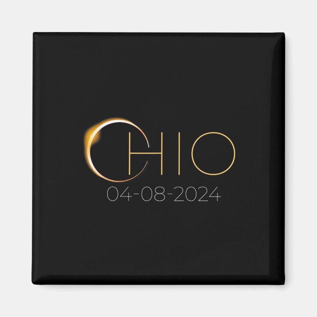Aimant Éclipse solaire 2024 État Ohio Total Éclipse solai (Devant)
