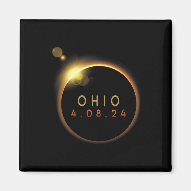 Aimant Éclipse solaire 2024 État Ohio Total Éclipse solai (Devant)
