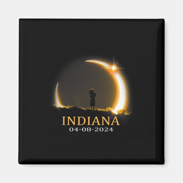 Aimant Éclipse solaire 2024 Indiana Total Éclipse solaire (Devant)
