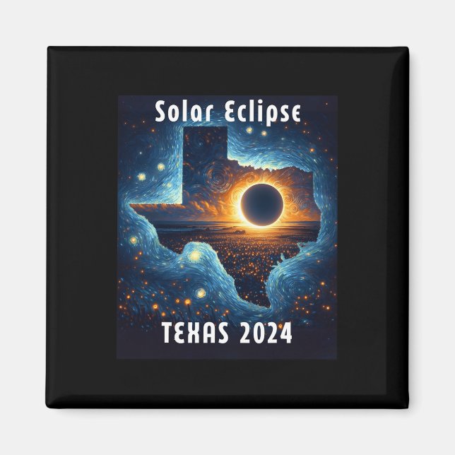 Aimant Éclipse solaire 2024 Nuit étoilée (Devant)