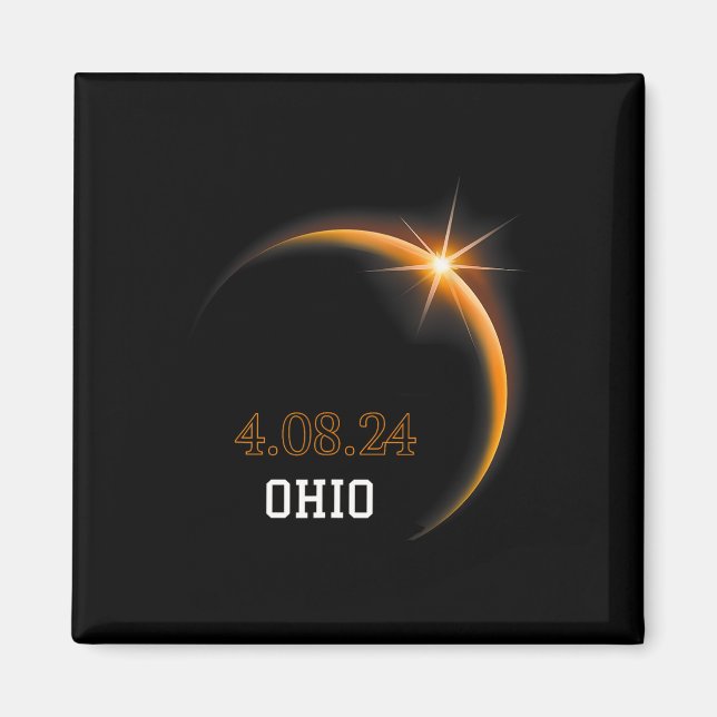 Aimant Éclipse solaire 2024 Totalité Ohio Printemps 4.08. (Devant)