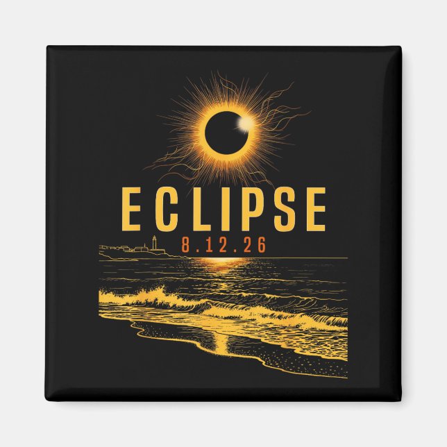 Aimant Éclipse solaire 2026 1282026 Éclipse totale en mer (Devant)