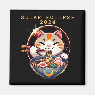 Aimant Éclipse solaire 8 avril 2024 Astronomie Chat Kawai
