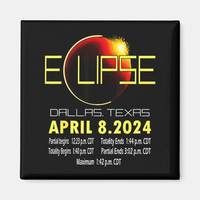 Aimant Éclipse solaire à Dallas Texas 2024 Éclipse solair (Devant)