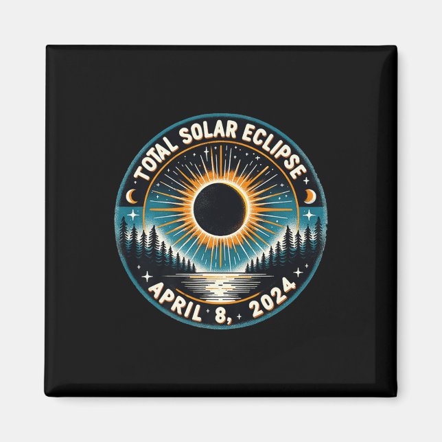 Aimant Eclipse solaire Astronomie Vintage 2024 Éclipse so (Devant)