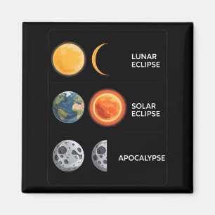Aimant Éclipse solaire lunaire et apocalypse drôle scienc