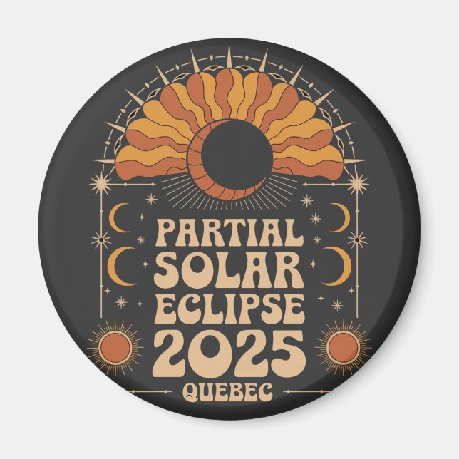 Aimant Éclipse solaire partielle 2025 Québec Canada (Devant)