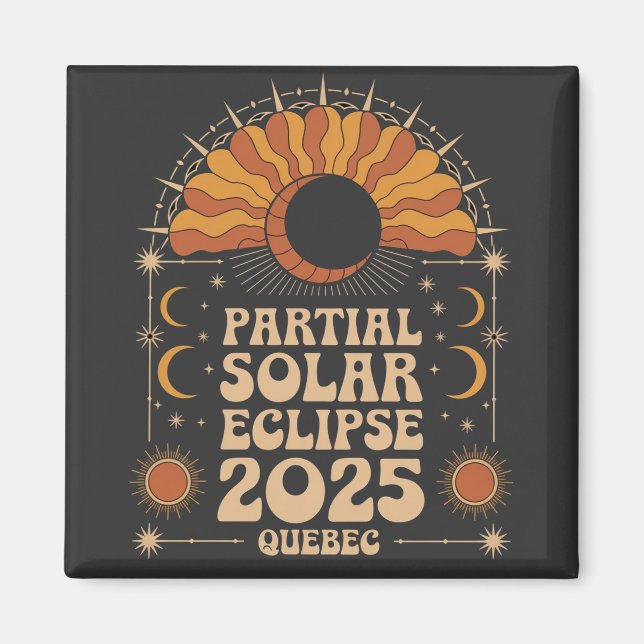 Aimant Éclipse solaire partielle 2025 Québec Canada (Devant)