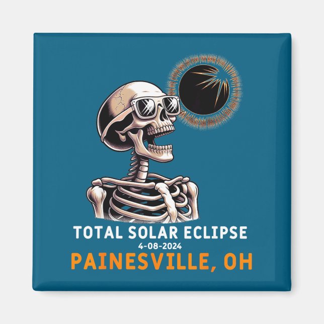 Aimant Éclipse solaire squelette Painesville Ohio (Devant)
