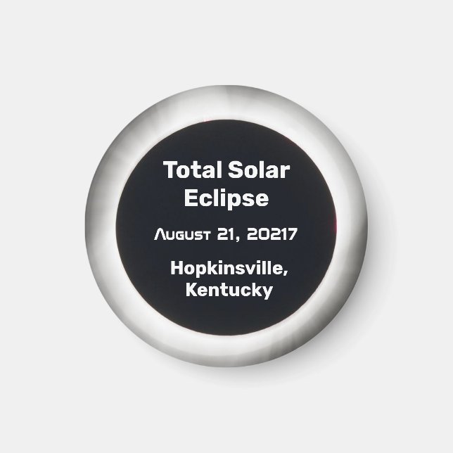 Aimant Éclipse solaire totale 2017 en noir et blanc par l (Devant)