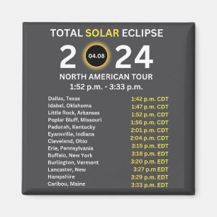 Aimant Éclipse solaire totale 2024 Chemin de l'éclipse du