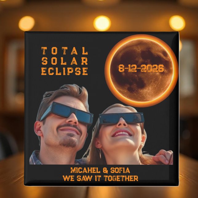 Aimant Éclipse Solaire Totale 2026 Souvenir (Total Solar Eclipse 2026 Souvenir Magnet)