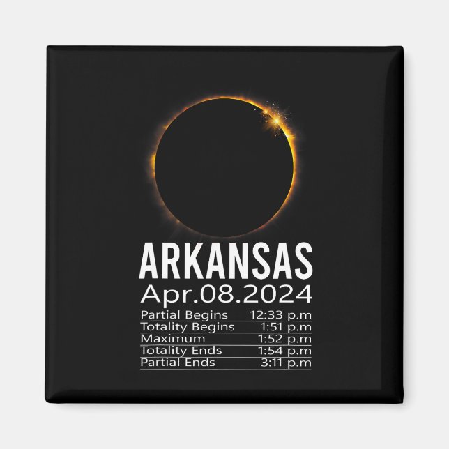 Aimant Éclipse solaire totale 8 avril 2024 Arkansas Calen (Devant)