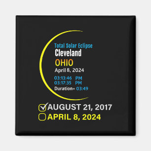 Aimant Éclipse solaire totale 8 avril 2024 Ohio Cleveland
