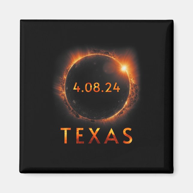 Aimant Éclipse solaire totale 8 avril 2024 Texas Solar Ec (Devant)
