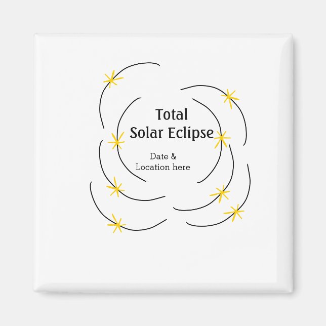 Aimant Éclipse solaire totale ajouter date lieu moitié so (Devant)