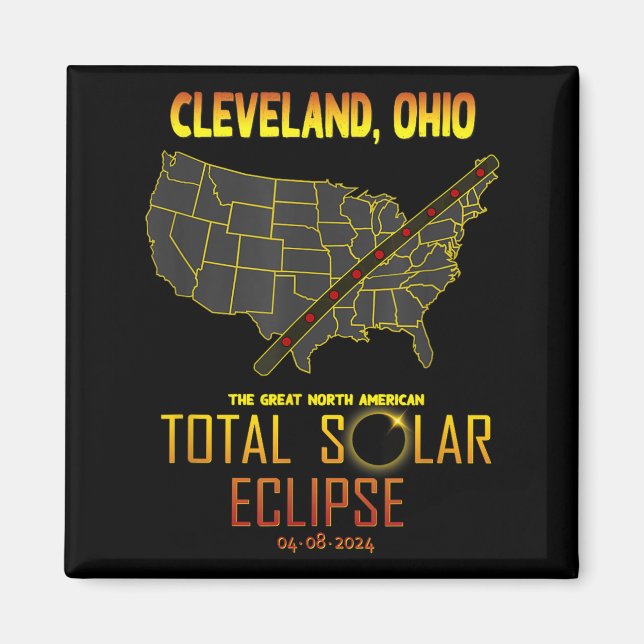 Aimant Éclipse solaire totale Cleveland Ohio 2024 (Devant)