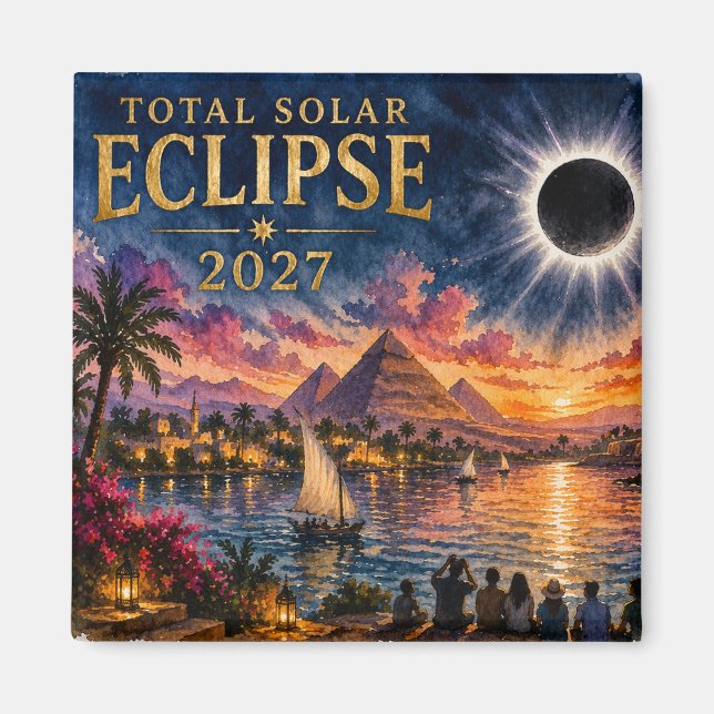 Aimant Éclipse solaire totale de 2027 en Égypte (Devant)