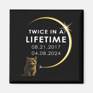 Aimant Éclipse solaire totale de chat féminin deux fois