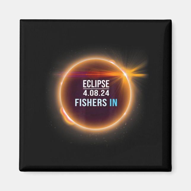 Aimant Éclipse solaire totale de Fishers Indiana 04.08.20 (Devant)