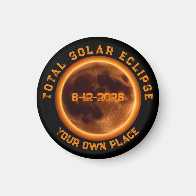 Aimant Éclipse solaire totale du 12 août 2026 (Devant)