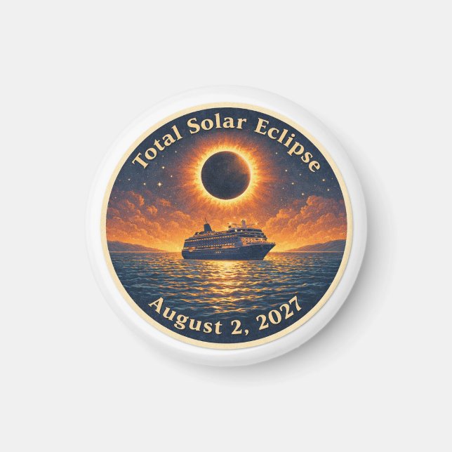 Aimant Éclipse solaire totale du 2 août 2027 bateau de cr (Devant)