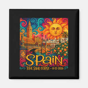 Aimant Éclipse solaire totale Espagne 2026 Rétro Paisley